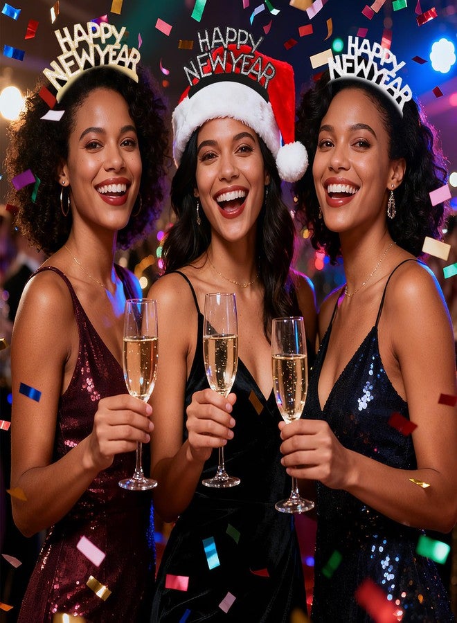 yeabwps 24 PCS New Years Eve Party Supplies 2026, Happy New Year Headband Tiara Noise Makers Party Favors Gold Sliver - Image 5